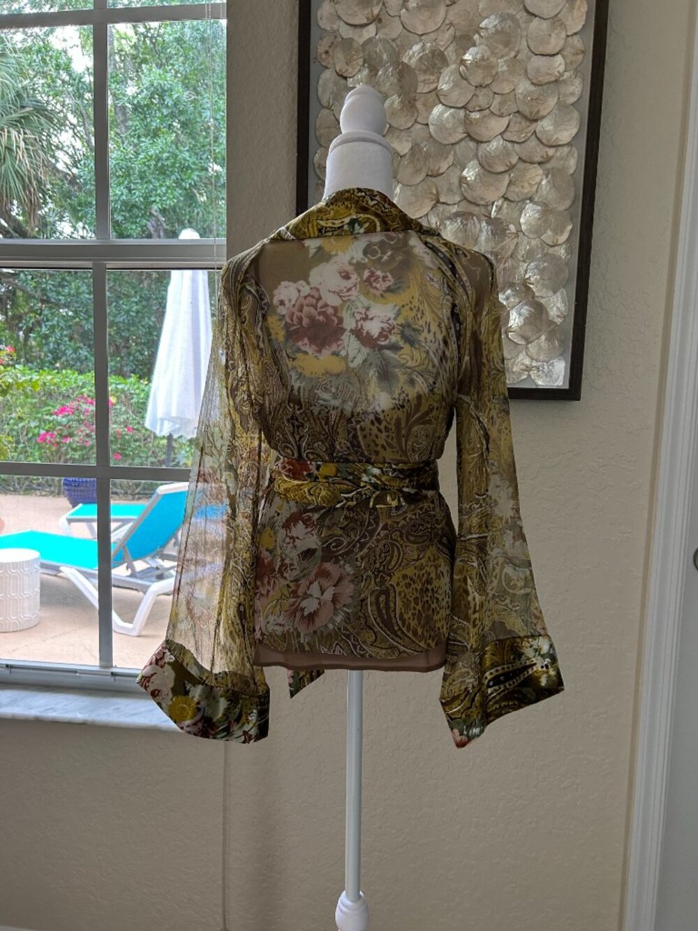Vintage Ice Silk Floral Wrap Blouse - Picture 6 of 8
